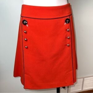 Leifsdottir Orange-Red Button-Accent Skirt | Anthropologie | Size 10